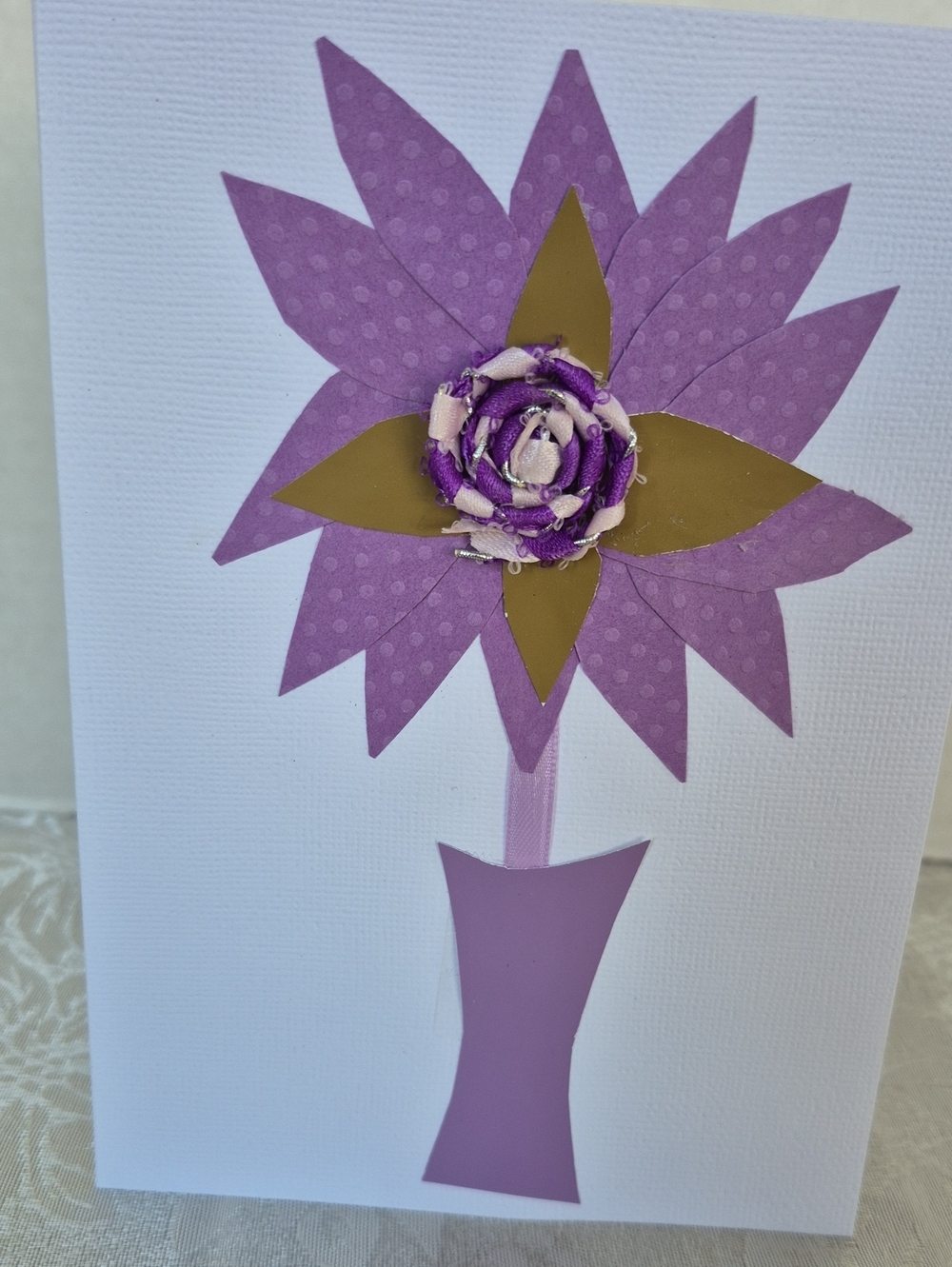 Handmade art card - Purple Dahlia